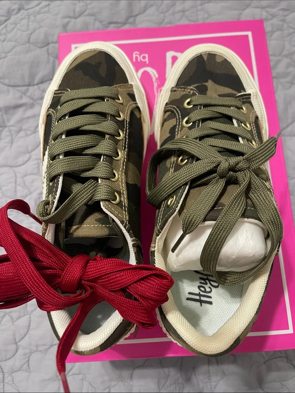 HeyGirl by Corkys Camo Low-Top Sneakers in Olive Green
